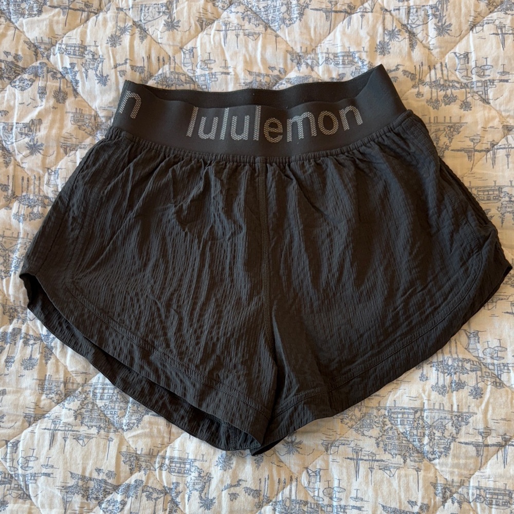 lululemon logo waistband high rise training shorts